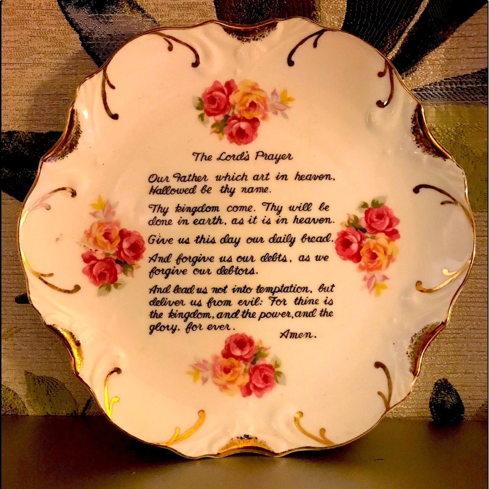 18K Gold Trim “The Lord’s Prayer” porcelain plate